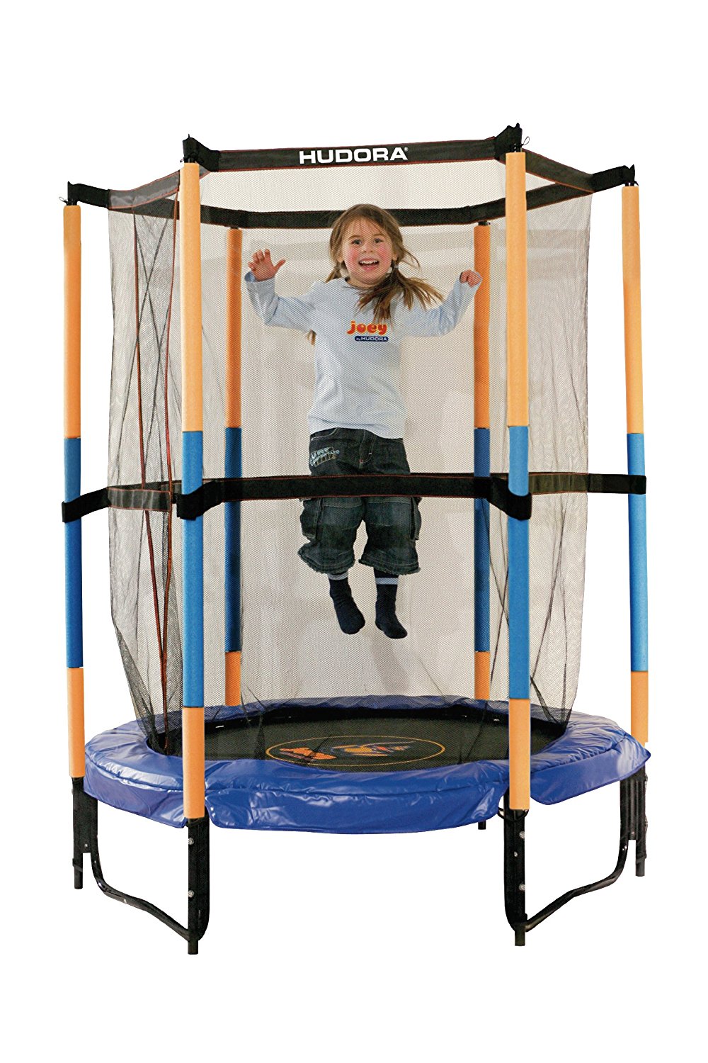 Hüpfendes Kind auf dem Hudora Kindertrampolin